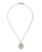 Large Pave Diamond Oval Pendant Necklace
