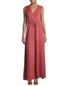 Faux-wrap Tiered Maxi Dress, Rust