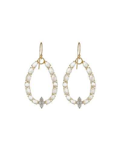 Moroccan 18k Gold Moonstone/diamond Drop Earrings