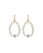 Moroccan 18k Gold Moonstone/diamond Drop Earrings