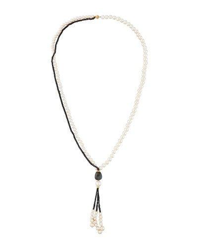 Freshwater Pearl & Spinel Y-drop Necklace,