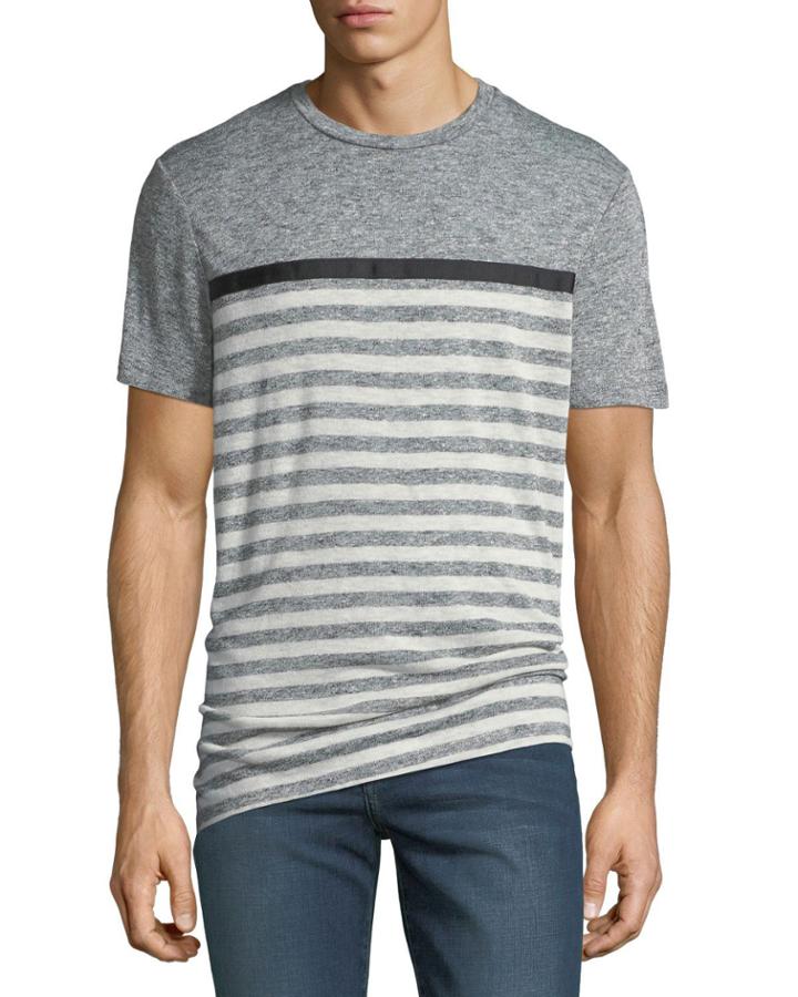 Men's Striped Heathered-knit Crewneck T-shirt