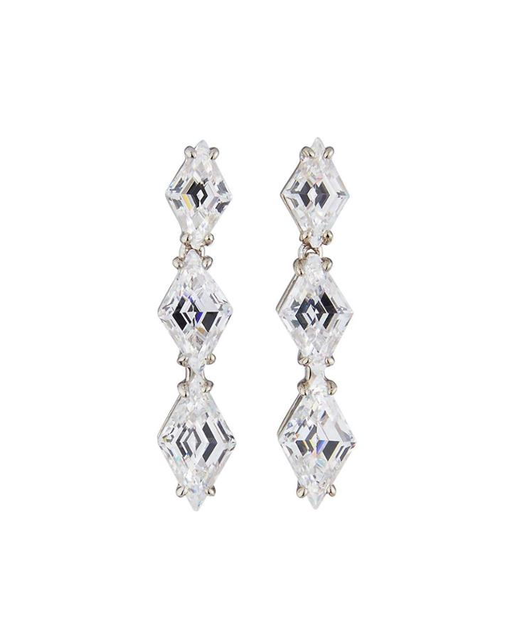 Diamond-shaped Lozenge Three-drop Earrings
