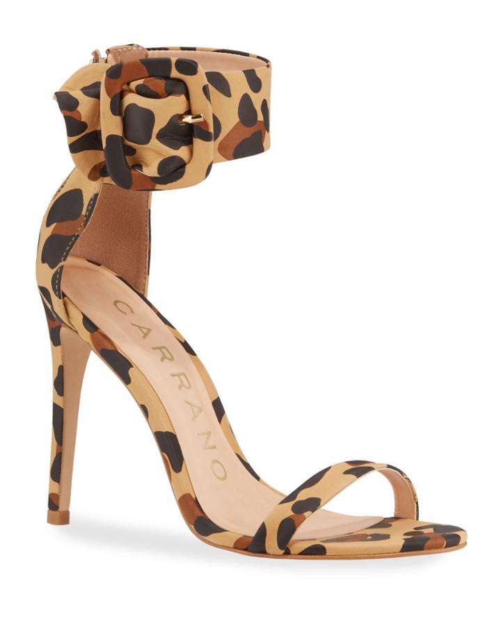 Natana Suede Jaguar-print Buckle