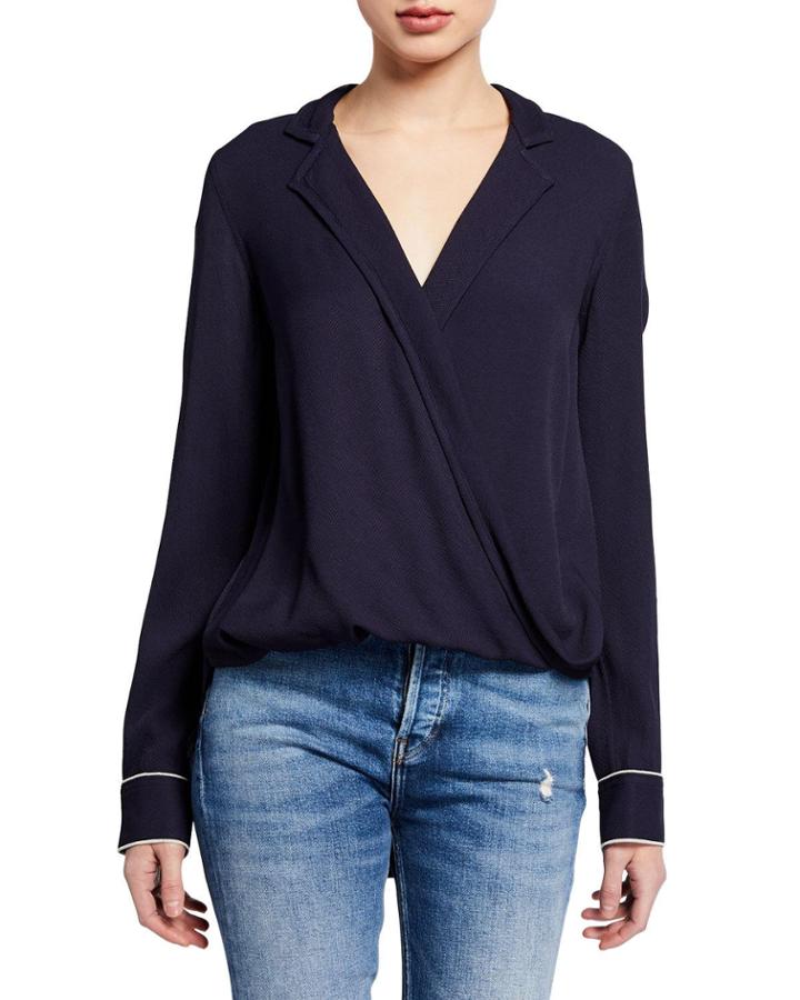 Dean Front-drape Collared Blouse