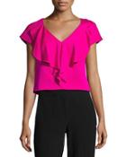 Cascade-trim Stretch-silk Top