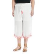 Tassel-trimmed Culottes, White,