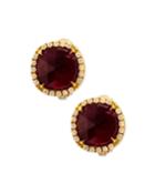 Jaipur 18k Pink Tourmaline & Diamond Button Earrings
