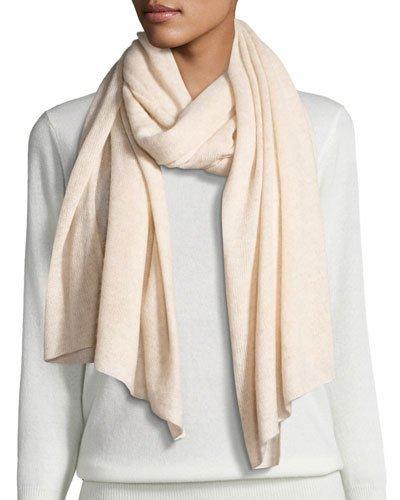 Cashmere Basic Shawl Scarf, Oatmeal Heather
