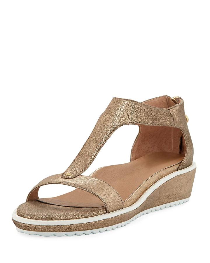 Tristan Metallic Leather T-strap