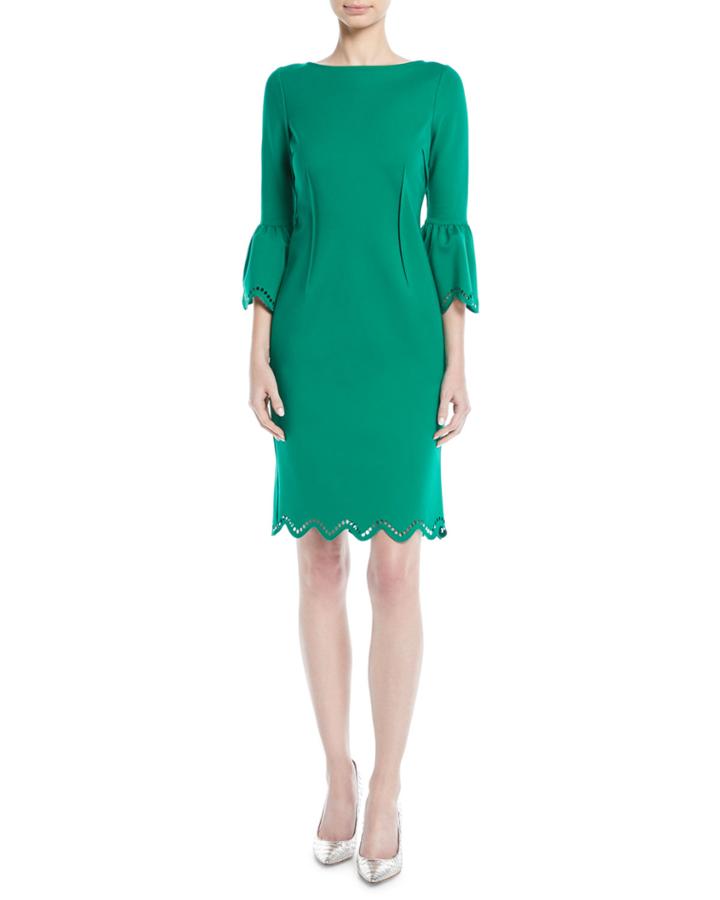 Tulip-sleeve Zigzag Sheath Cocktail Dress
