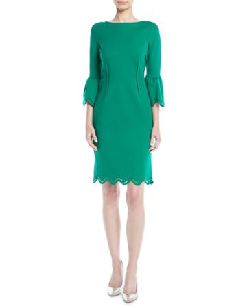 Tulip-sleeve Zigzag Sheath Cocktail Dress
