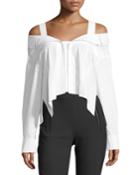 Deconstructed Off-the-shoulder Cotton Poplin Blouse