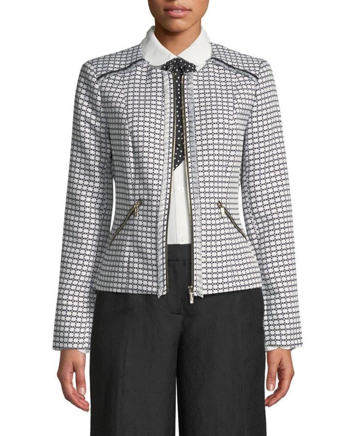 Dobby-jacquard Fringed Topper Jacket