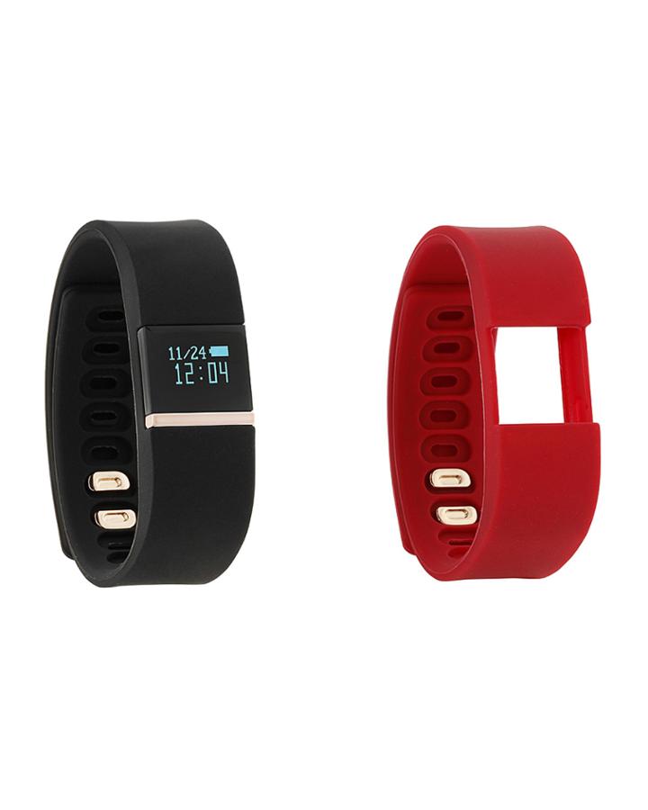 Activity Tracker W/ Interchangeable Straps, Black/red