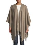 Fringe-hem Wool Ruana