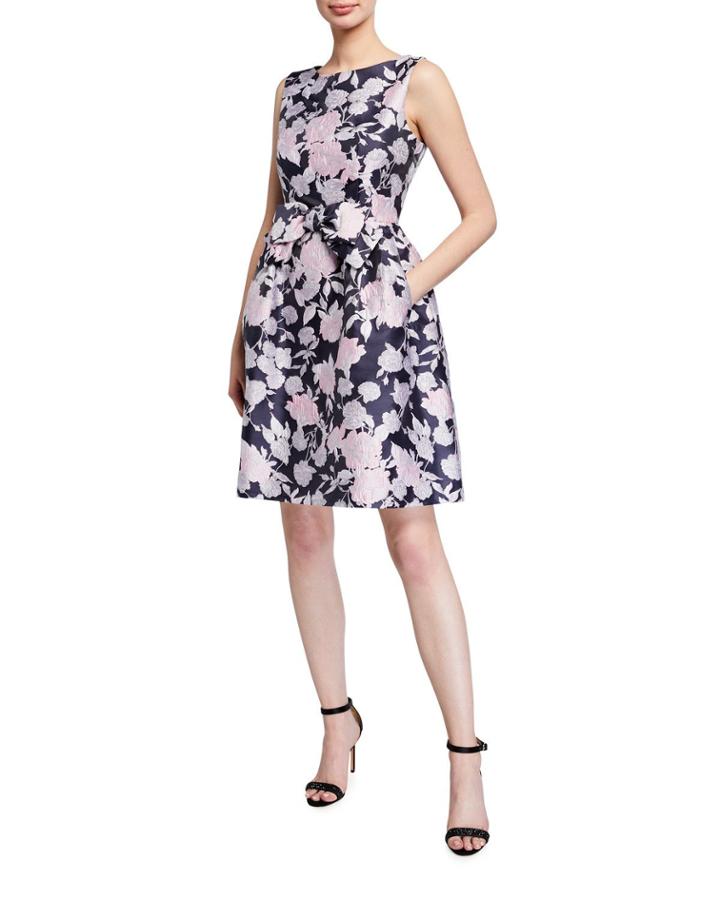 Bow-waist Dress With Pockets