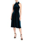 Audrey Velvet Tie-neck Sleeveless Dress