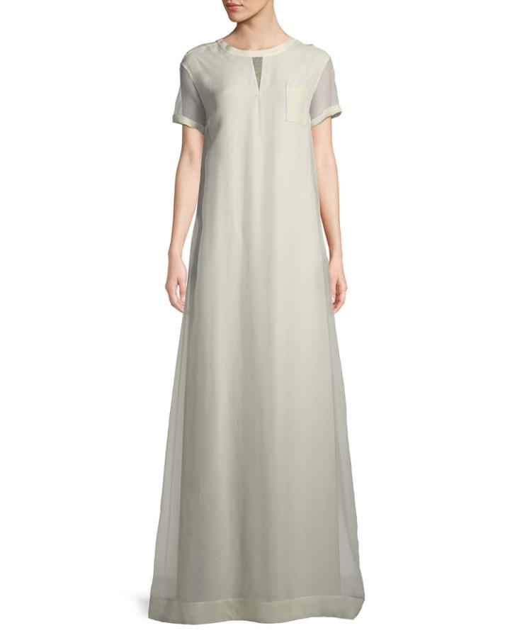V-back Silk Maxi T-shirt Dress
