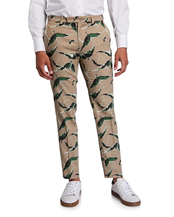 Men's Bird-print Cotton Pants