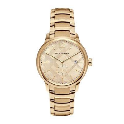 40mm Classic Round Bracelet Watch W/ Check Dial, Golden