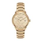 40mm Classic Round Bracelet Watch W/ Check Dial, Golden