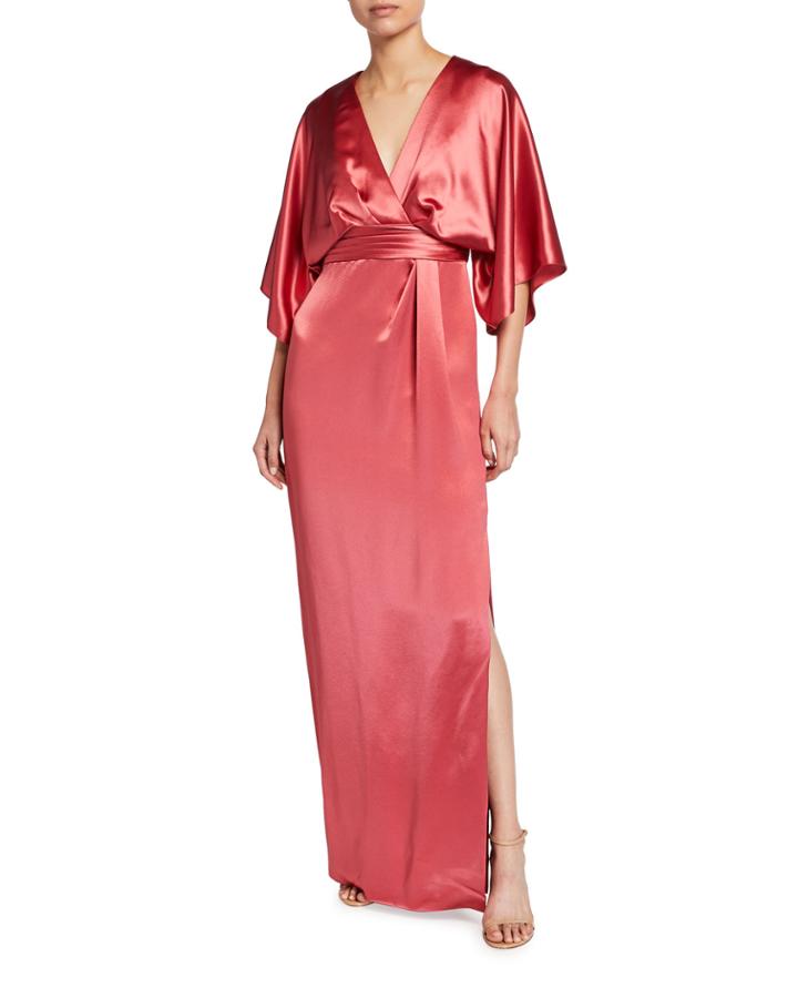 Kimono Satin Column Gown