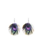 Feather-print Mother-of-pearl Drop Earrings