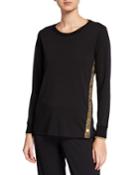 Metallic Trim Snap-button Long-sleeve Tee