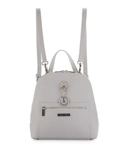 Oceane Saffiano Double-zip Backpack, Gray