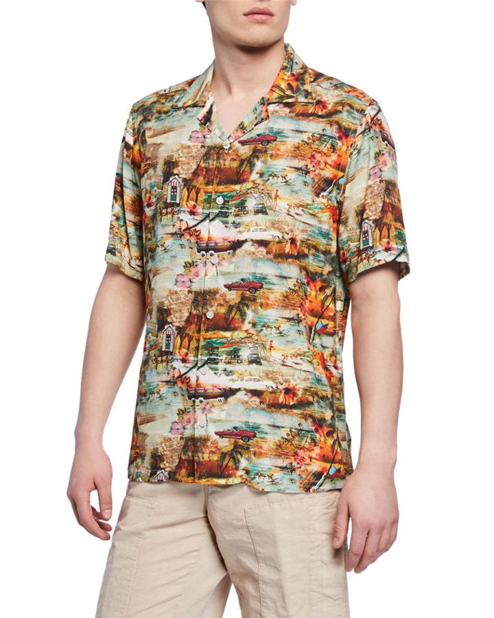 Men's Cars-print Short-sleeve