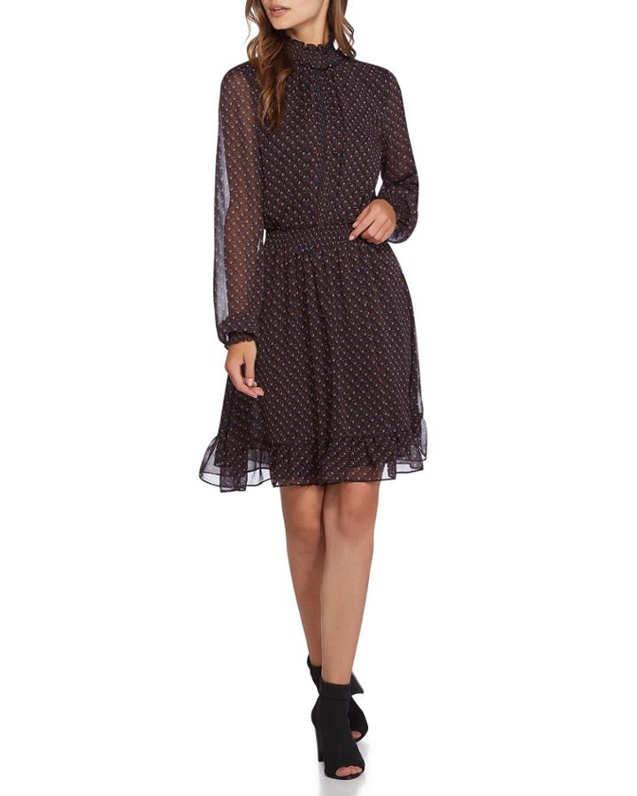 Printed Chiffon Drop-waist A-line Dress