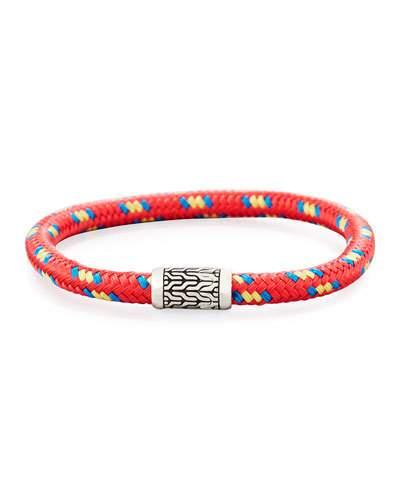 Men's Classic Chain Multicolor Cord Bracelet, Red