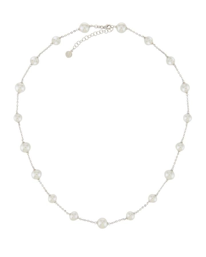 Multi-pearl Station Necklace, White