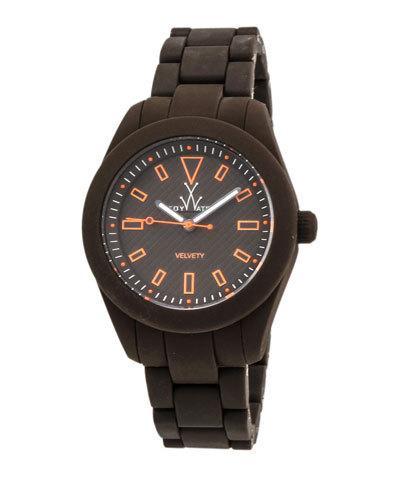 Velvety Bicolor Plasteramic Watch, Brown/orange