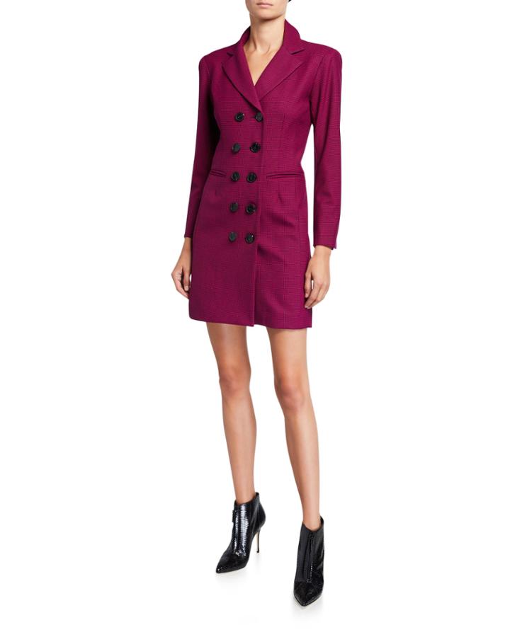 Double-breasted Houndstooth Coat Dress