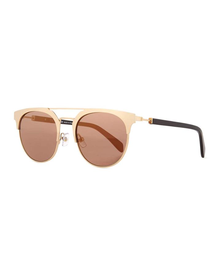 Round Semi-rimless Mirrored