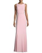 Sleeveless Mesh-inset Mermaid Gown, Coral Blush