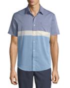 Men's Short-sleeve Button-down Colorblock