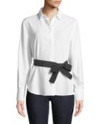 Poplin Shirt W/contrast Belt