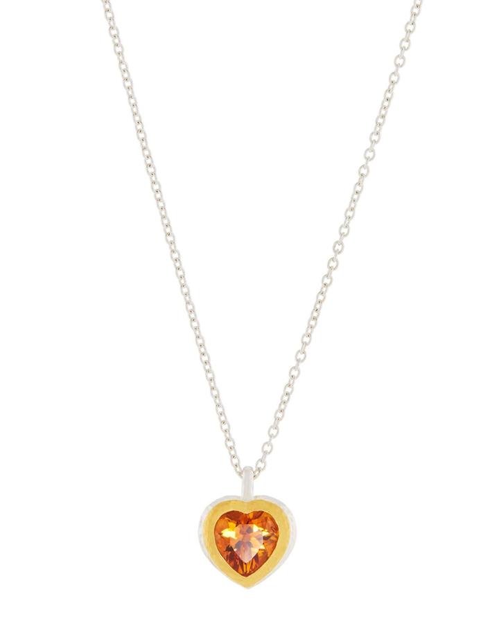 Romance Golden Citrine Heart Pendant Necklace