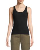 Ribbed Wool-stretch Scoop-neck Tank Top