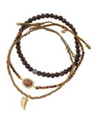 Mixed Tiger's Eye Beaded Bracelets, Set Of Three, Brown