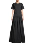 Poplin Short-sleeve Wide-skirt