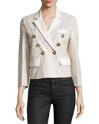 Three-quarter Sleeve Embellished Jacket, White