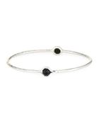 Sterling Silver Two-stone Bangle Bracelet In Onyx