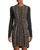 Pleated-front Animal-print Dress