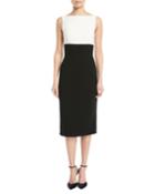 Back-tie Sleeveless Colorblocked Crepe