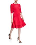 Menena Cutout Edge Elbow-sleeve Ponte Dress