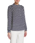 Bistro Print Long-sleeve Blouse